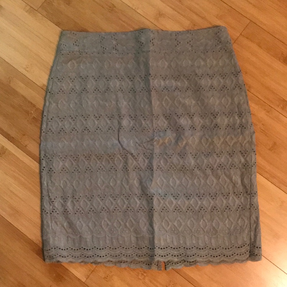 Ann Taylor eyelet pencil skirt.